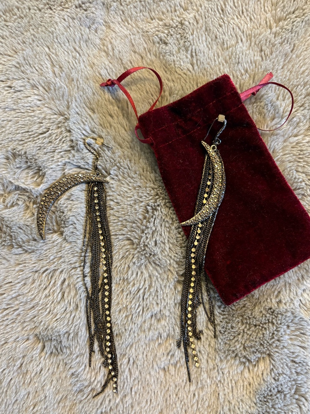 Macy's Gunmetal and Silver Fringe Earrings